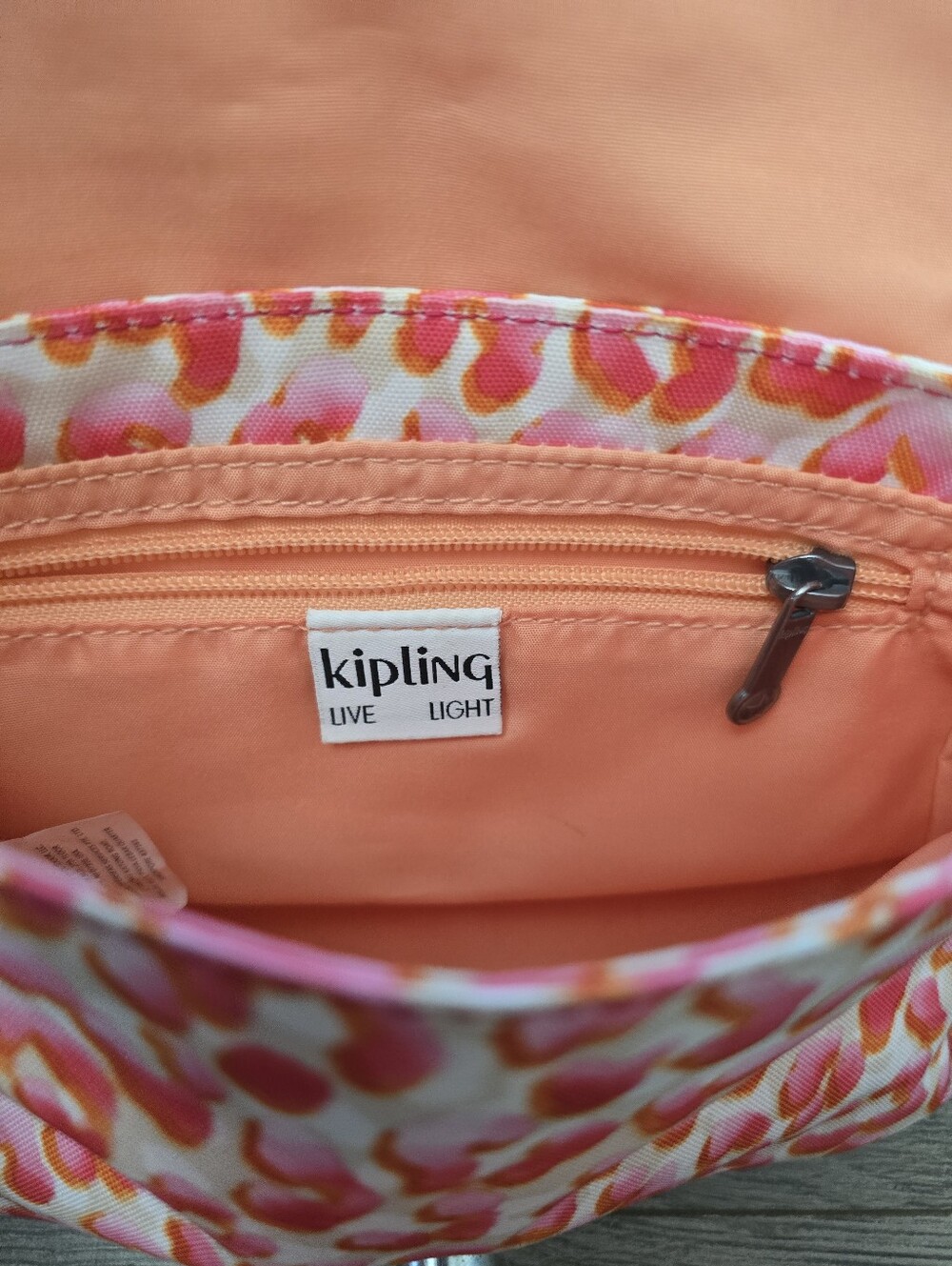 Kipling Sabian Crossbody Mini Bag vibrant neon pink and orange animal print - Picture 9 of 10